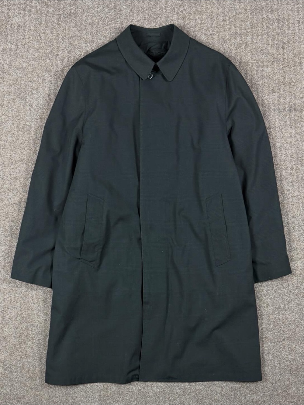Vintage Towncraft Black Glen Plaid Mid Length Coat Men’s XL Removable Fur Lining